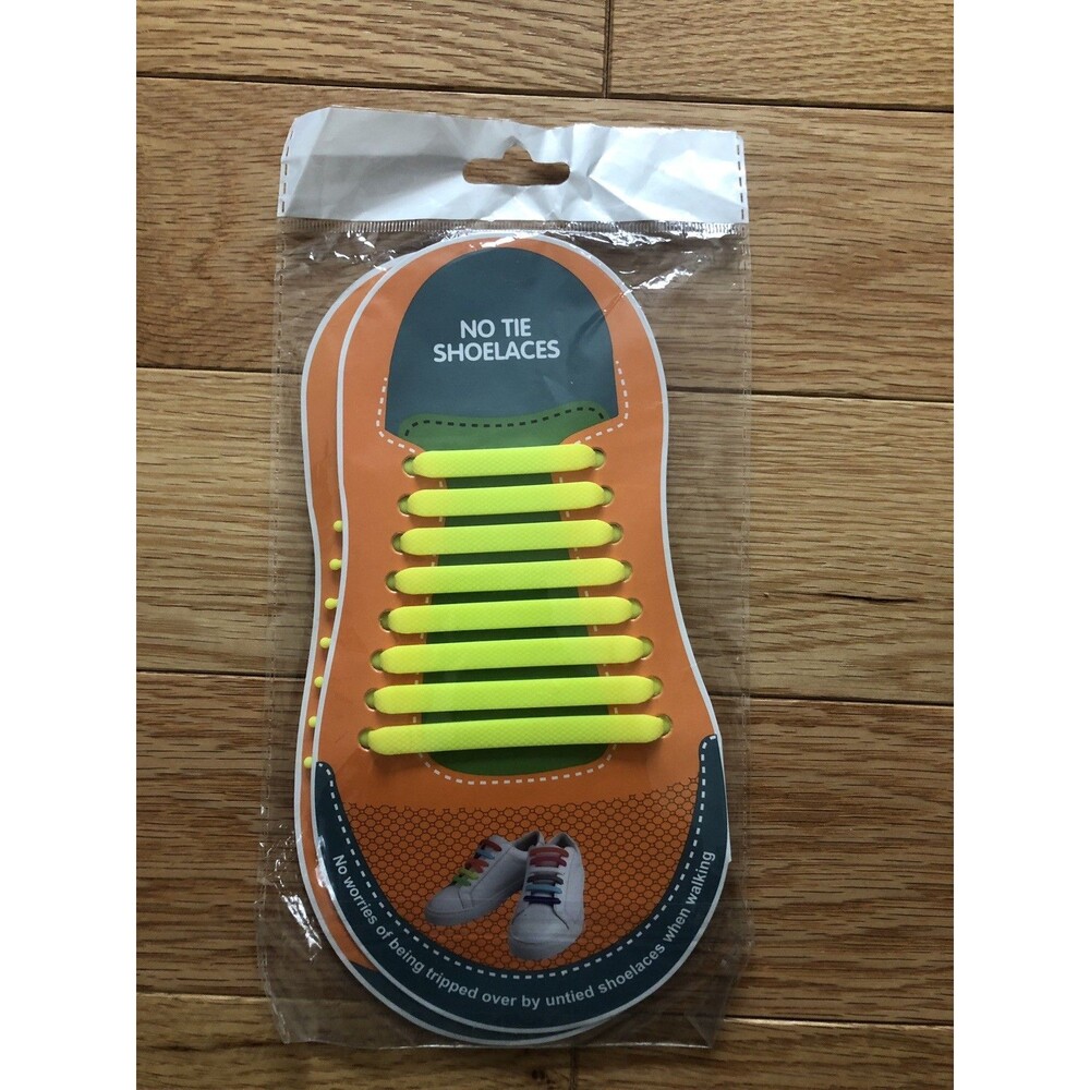 Adult Silcone No Tie‎ Shoe Laces Yellow New Sealed